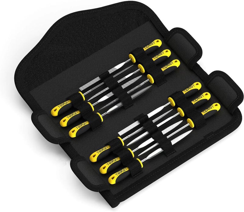 TARIST 12PCS Needle File Set with Tool Bag, Small File Set Includes 6pcs Jewlers Files & 6 Steel Files for Metal, Jewlers, Wood, Leather and Plastic - Image 2